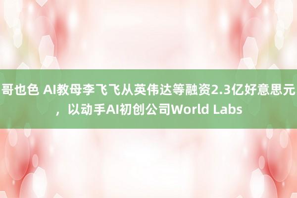 哥也色 AI教母李飞飞从英伟达等融资2.3亿好意思元，以动手AI初创公司World Labs