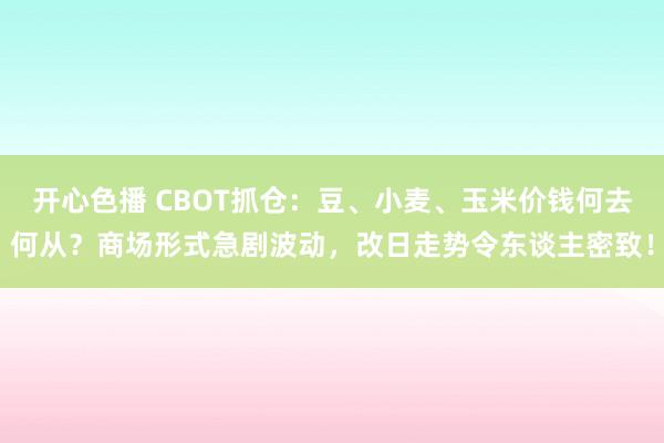 开心色播 CBOT抓仓：豆、小麦、玉米价钱何去何从？商场形式急剧波动，改日走势令东谈主密致！