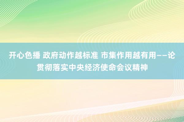 开心色播 政府动作越标准 市集作用越有用——论贯彻落实中央经济使命会议精神
