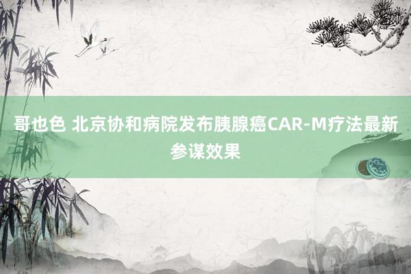哥也色 北京协和病院发布胰腺癌CAR-M疗法最新参谋效果