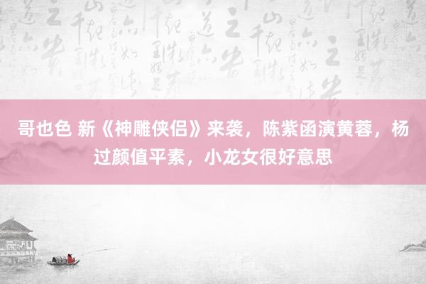 哥也色 新《神雕侠侣》来袭，陈紫函演黄蓉，杨过颜值平素，小龙女很好意思