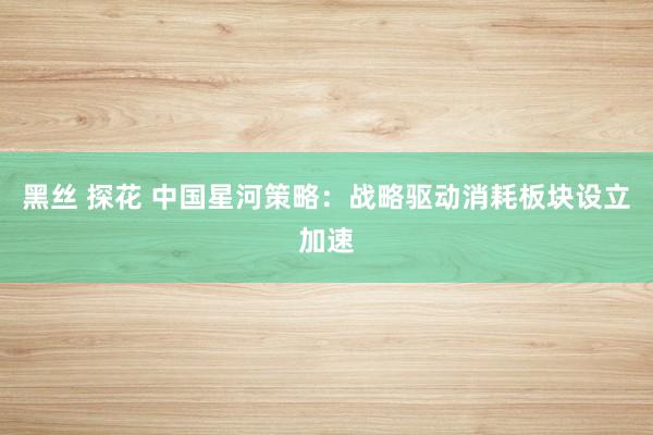 黑丝 探花 中国星河策略：战略驱动消耗板块设立加速
