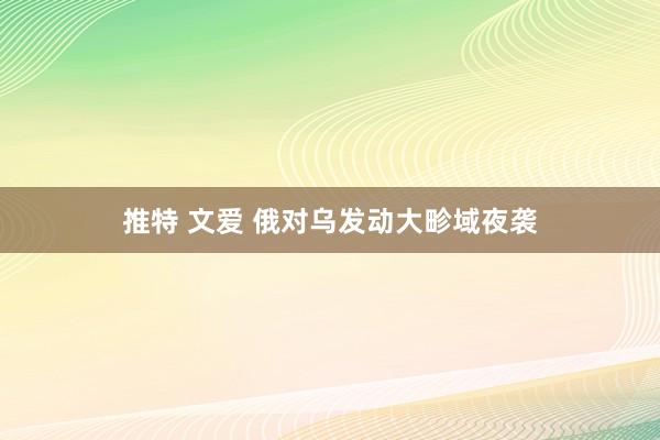推特 文爱 俄对乌发动大畛域夜袭