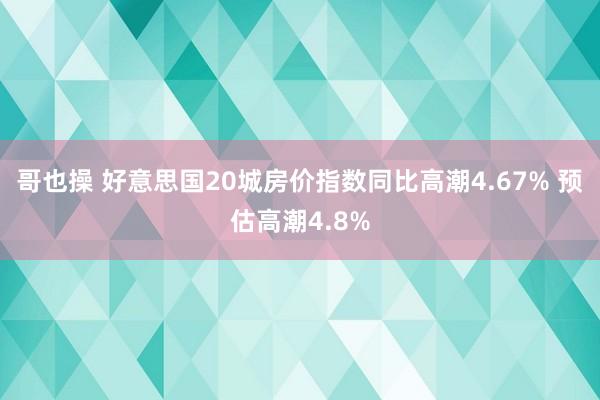 哥也操 好意思国20城房价指数同比高潮4.67% 预估高潮4.8%