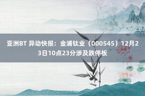 亚洲BT 异动快报：金浦钛业（000545）12月23日10点23分涉及跌停板