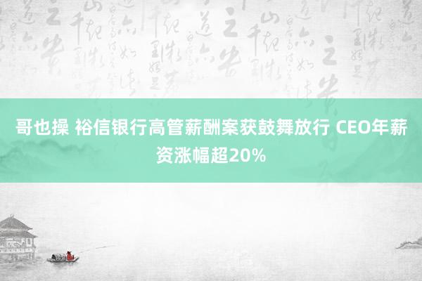 哥也操 裕信银行高管薪酬案获鼓舞放行 CEO年薪资涨幅超20%
