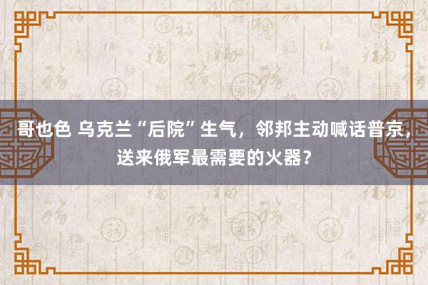 哥也色 乌克兰“后院”生气，邻邦主动喊话普京，送来俄军最需要的火器？