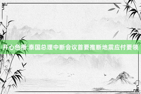 开心色播 泰国总理中断会议首要推断地震应付要领