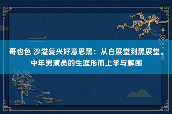 哥也色 沙溢复兴好意思黑：从白展堂到黑展堂，中年男演员的生涯形而上学与解围