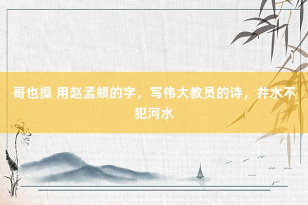 哥也操 用赵孟頫的字，写伟大教员的诗，井水不犯河水