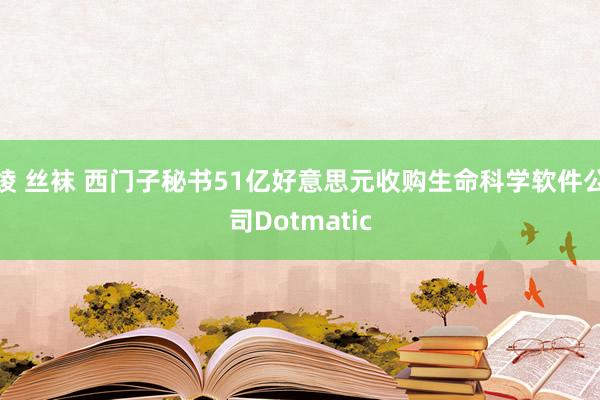 绫 丝袜 西门子秘书51亿好意思元收购生命科学软件公司Dotmatic