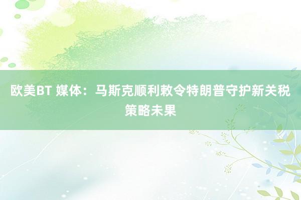 欧美BT 媒体：马斯克顺利敕令特朗普守护新关税策略未果
