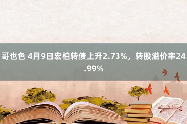 哥也色 4月9日宏柏转债上升2.73%，转股溢价率24.99%