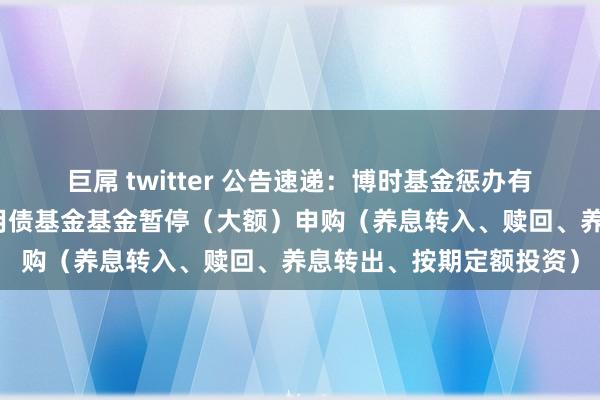巨屌 twitter 公告速递：博时基金惩办有限公司博时中高品级信用债基金基金暂停（大额）申购（养息转入、赎回、养息转出、按期定额投资）