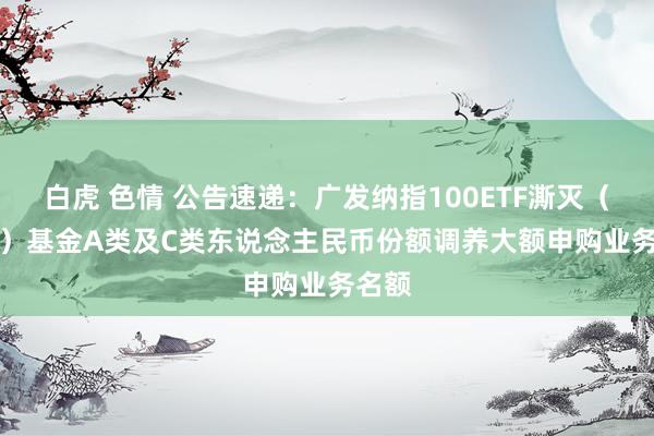 白虎 色情 公告速递：广发纳指100ETF澌灭（QDII）基金A类及C类东说念主民币份额调养大额申购业务名额