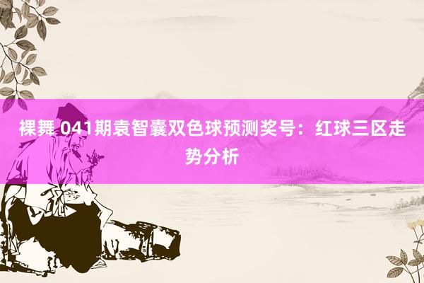 裸舞 041期袁智囊双色球预测奖号：红球三区走势分析