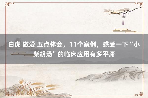 白虎 做爱 五点体会，11个案例，感受一下“小柴胡汤”的临床应用有多平庸