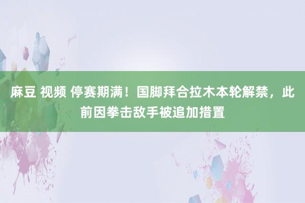 麻豆 视频 停赛期满！国脚拜合拉木本轮解禁，此前因拳击敌手被追加措置
