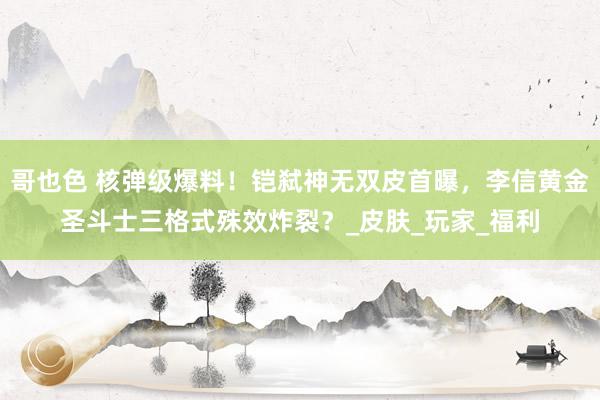 哥也色 核弹级爆料！铠弑神无双皮首曝，李信黄金圣斗士三格式殊效炸裂？_皮肤_玩家_福利