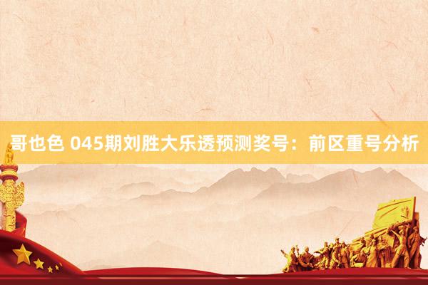 哥也色 045期刘胜大乐透预测奖号：前区重号分析