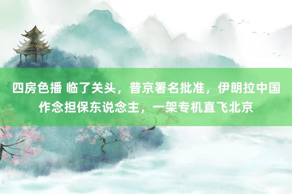 四房色播 临了关头，普京署名批准，伊朗拉中国作念担保东说念主，一架专机直飞北京